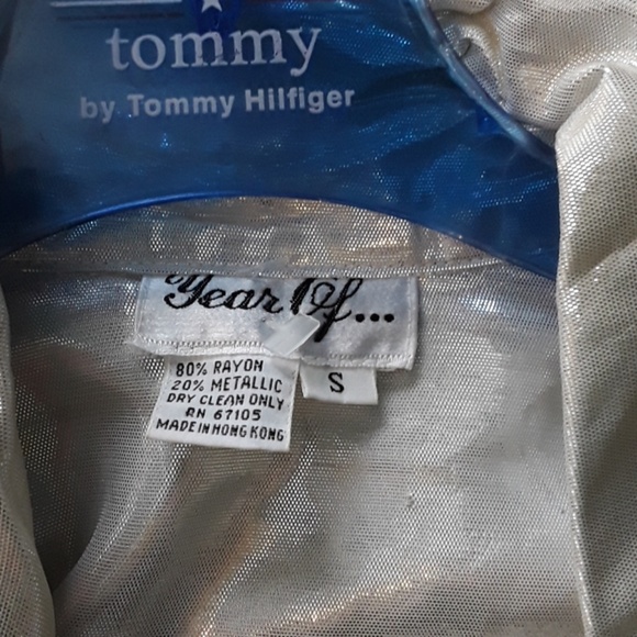 🩶 Vintage 80s Liquid Silver Metallic Blouse Hi Lo Bohemian Gypsy - Picture 5 of 15